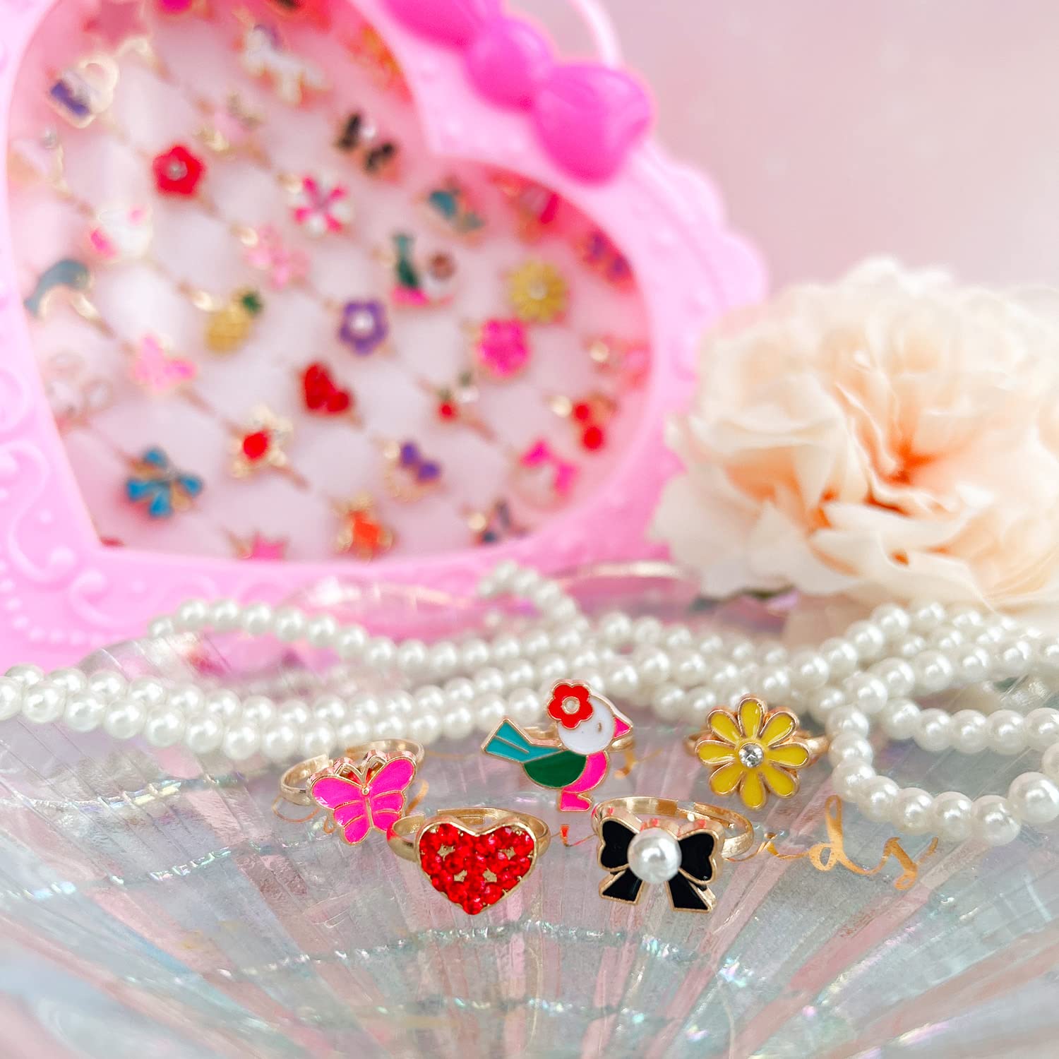 Elesa Miracle adjustable kid rings in playful designs for pretend play.