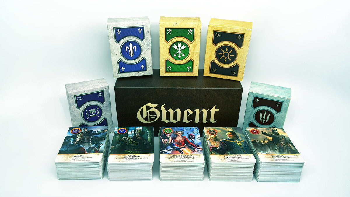 Elevated Essentials Gwent deck on blue core stock for premium, immersive tabletop play.