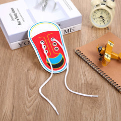 ElevateTech wooden lacing board colors and shapes display for color recognition and shape matching play