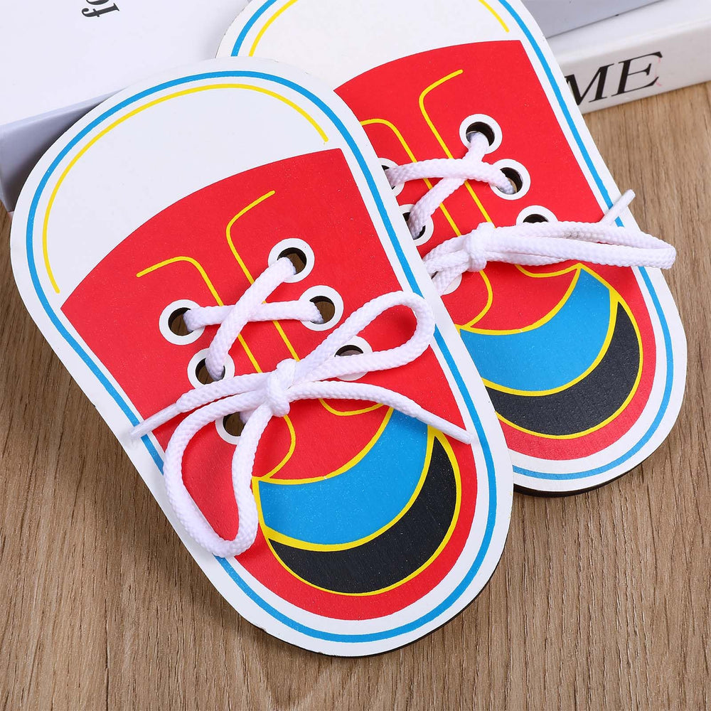 ElevateTech wooden lacing board threading action demonstrating hand-eye coordination development