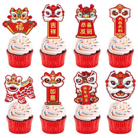 Elevizzle Chinese New Year cupcake toppers add festive charm to desserts.