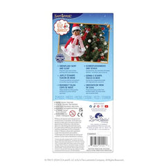 The Elf on the Shelf cherry red polka-dot scarf adds warmth and bold holiday flair.