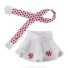 The Elf on the Shelf Claus Couture scarf with red dots for cozy holiday outfits