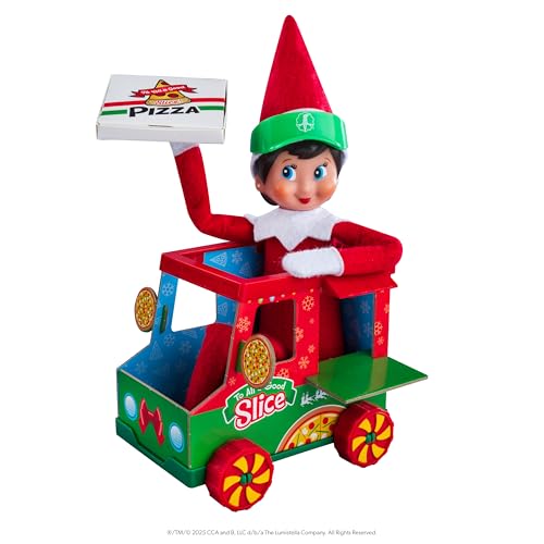 The Elf on the Shelf pizza hat completes elf scene costumes.
