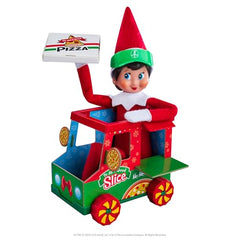 The Elf on the Shelf pizza hat completes elf scene costumes.