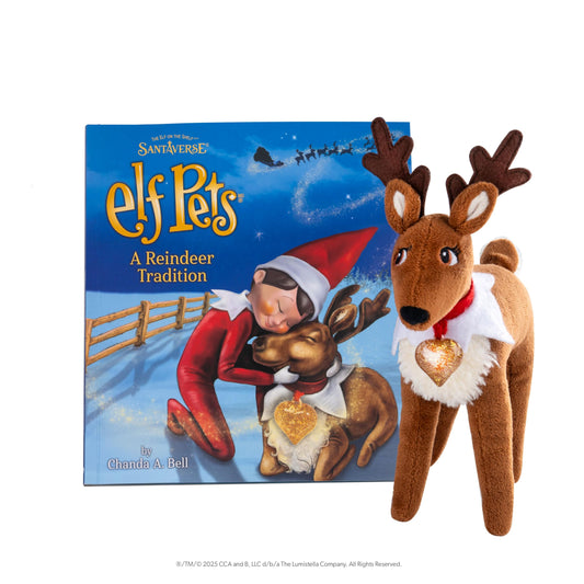 The Elf Pets Reindeer storybook cover inviting imaginative Christmas reading