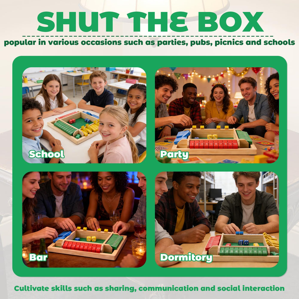 Elfclove Shut The Box at family gatherings, encouraging playful math practice