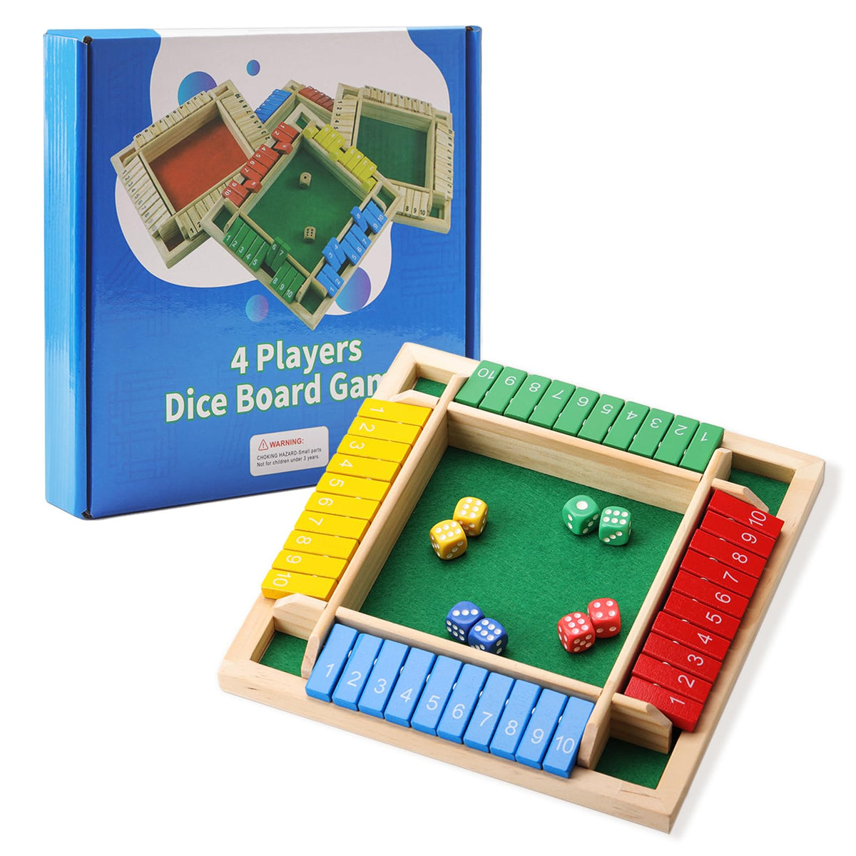 Elfclove Shut The Box game wooden 8-dice set for family fun