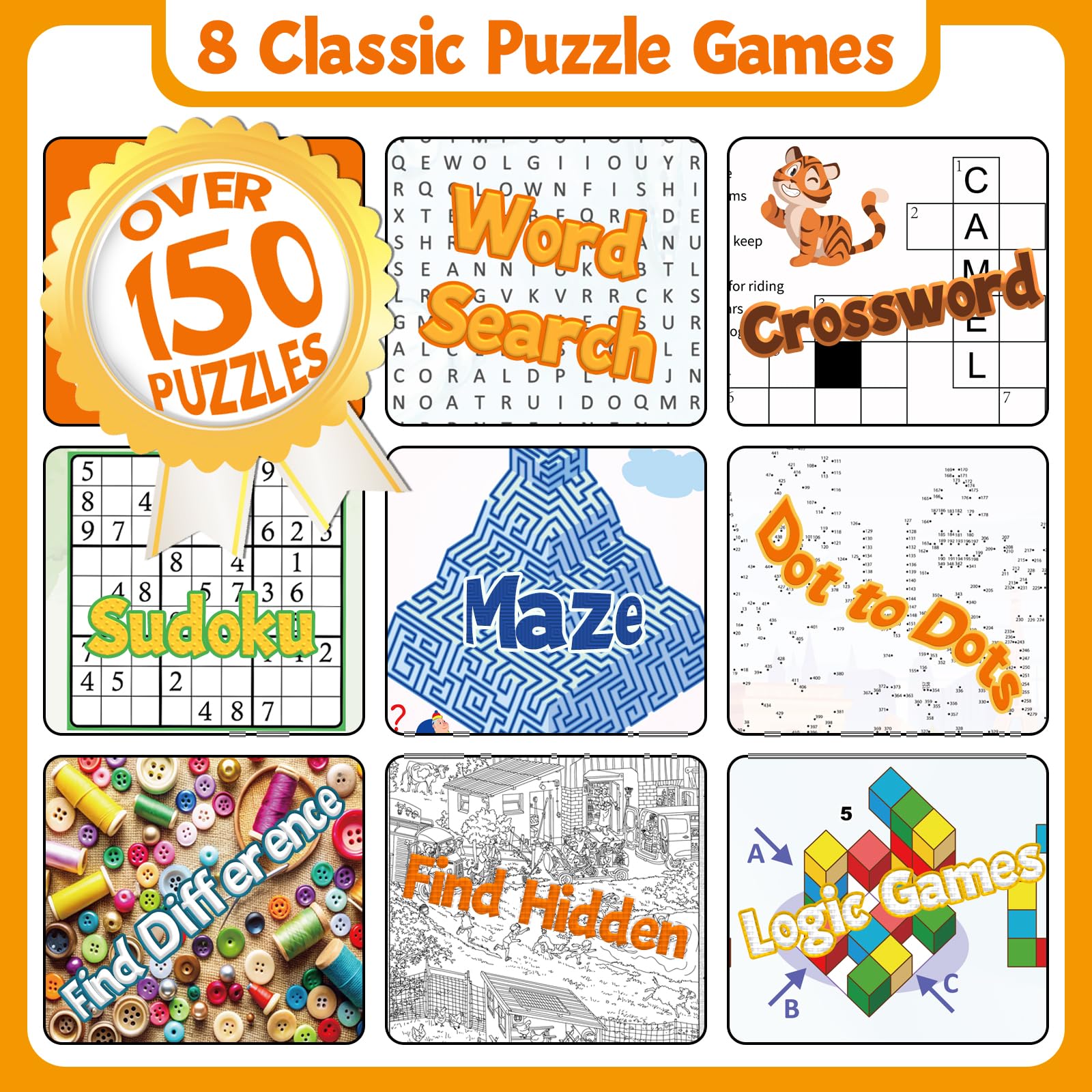 Elfew 4-Pack Activity Books colorful covers help quick identification on the shelf.