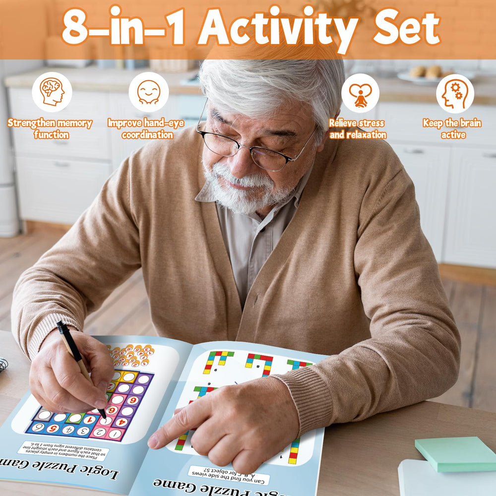 Elfew 4-Pack Activity Books puzzle varieties display varied challenges for daily focus.