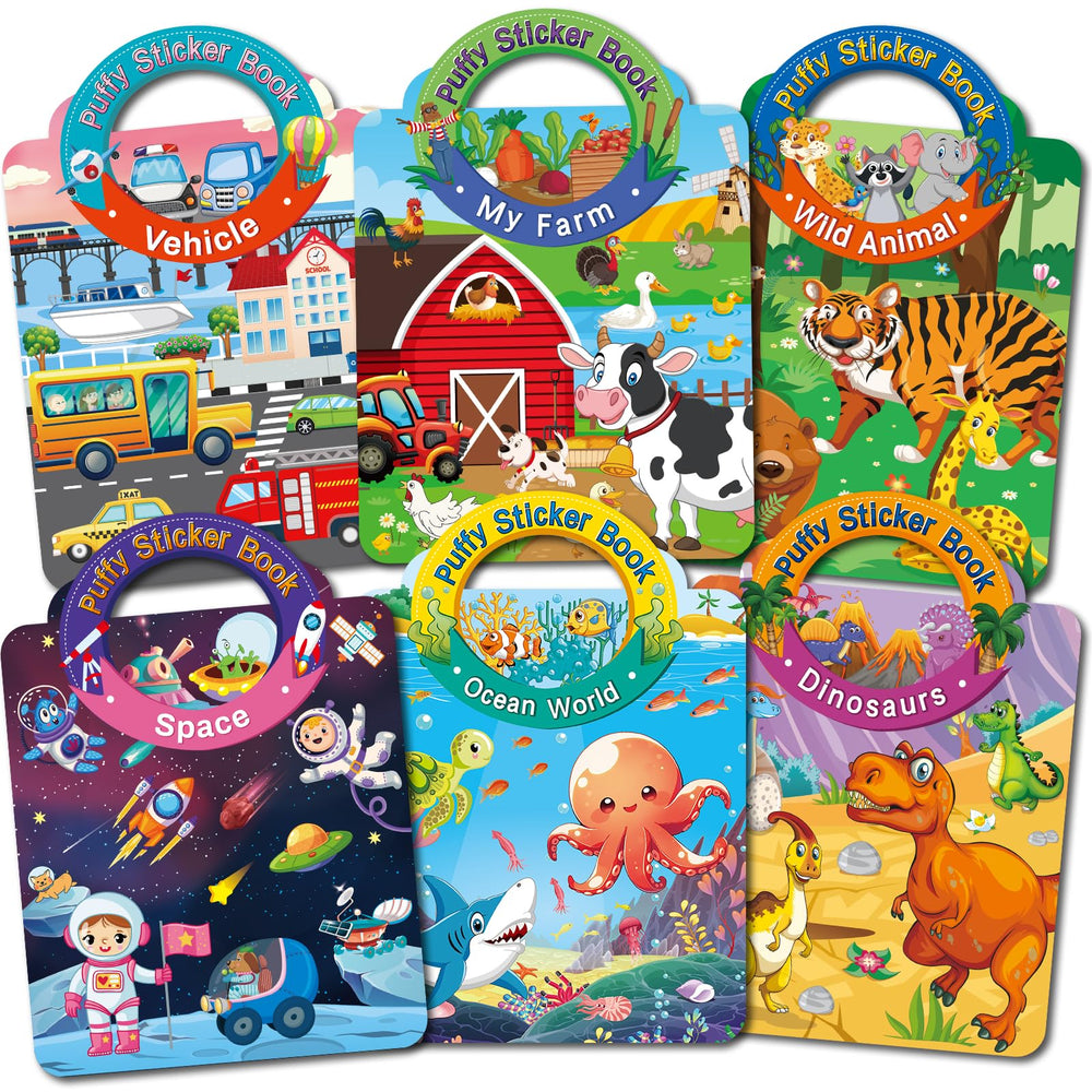 Elfew 6-set 3D sticker book Space theme on a window for imaginative play.