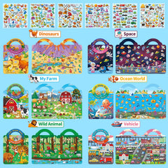 Elfew 6-set 3D sticker book Teaching and learning tool for fine motor skills and creativity.