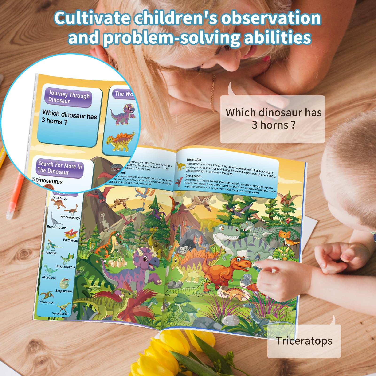 Elfew forest scene page inviting kids to find woodland animals