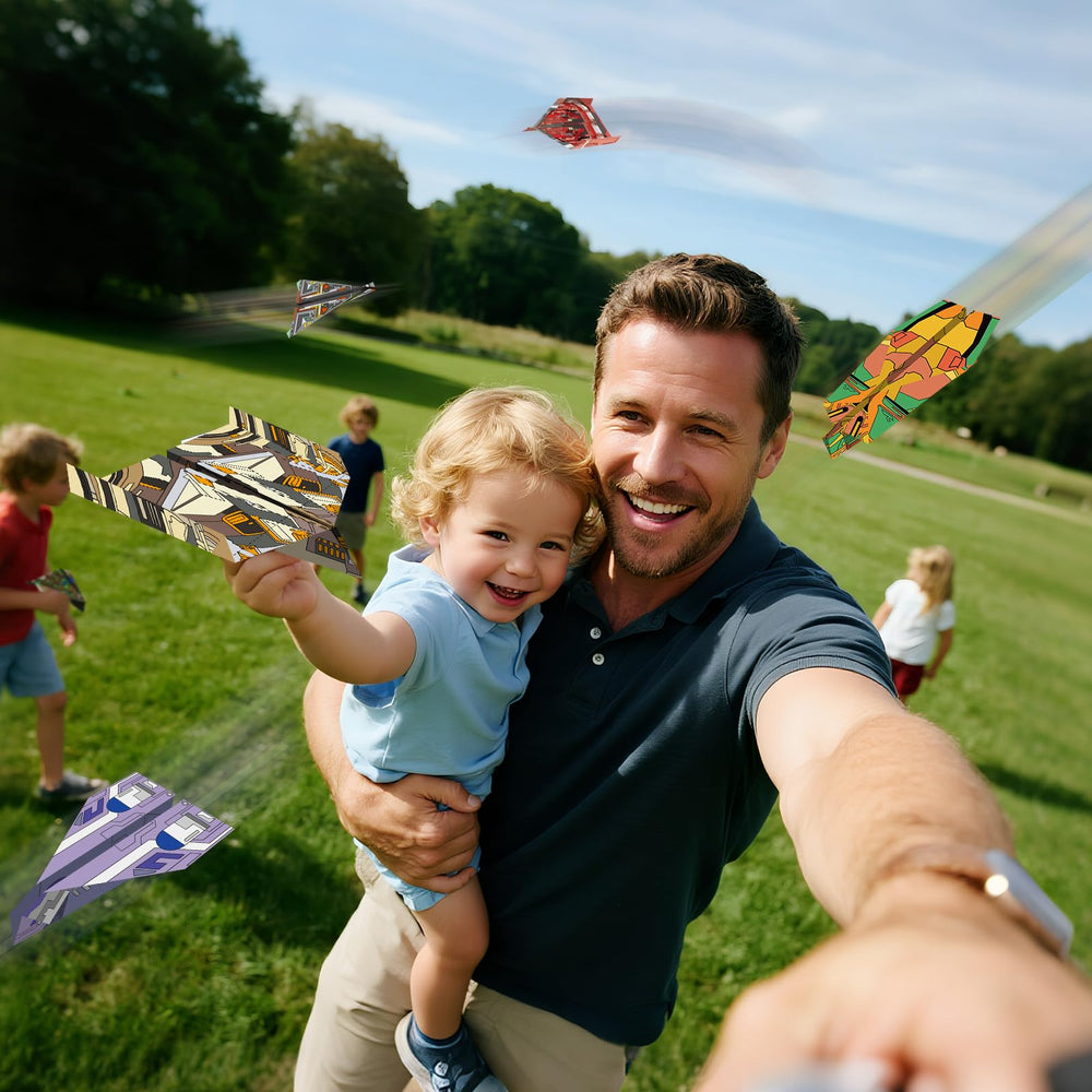 Gift-ready Elfew paper airplane kit for young aviation enthusiasts.