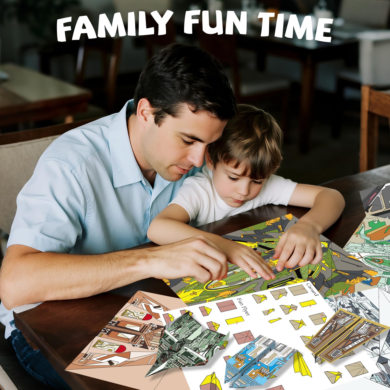 Elfew planes flying indoors and outdoors, encouraging active play.