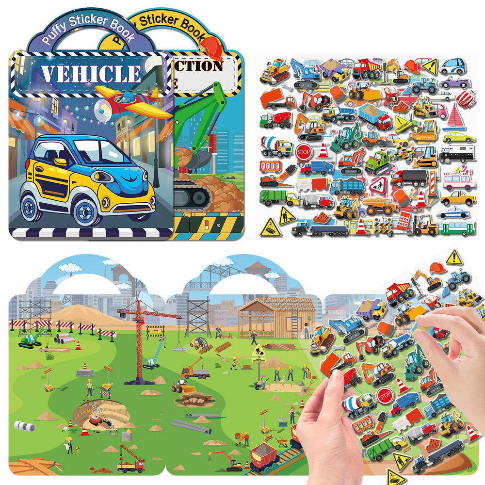 Elfew Puffy Stickers portable handle book for travel and play.