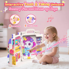 ELFJOY unicorn sensory busy house with real hair for grooming play