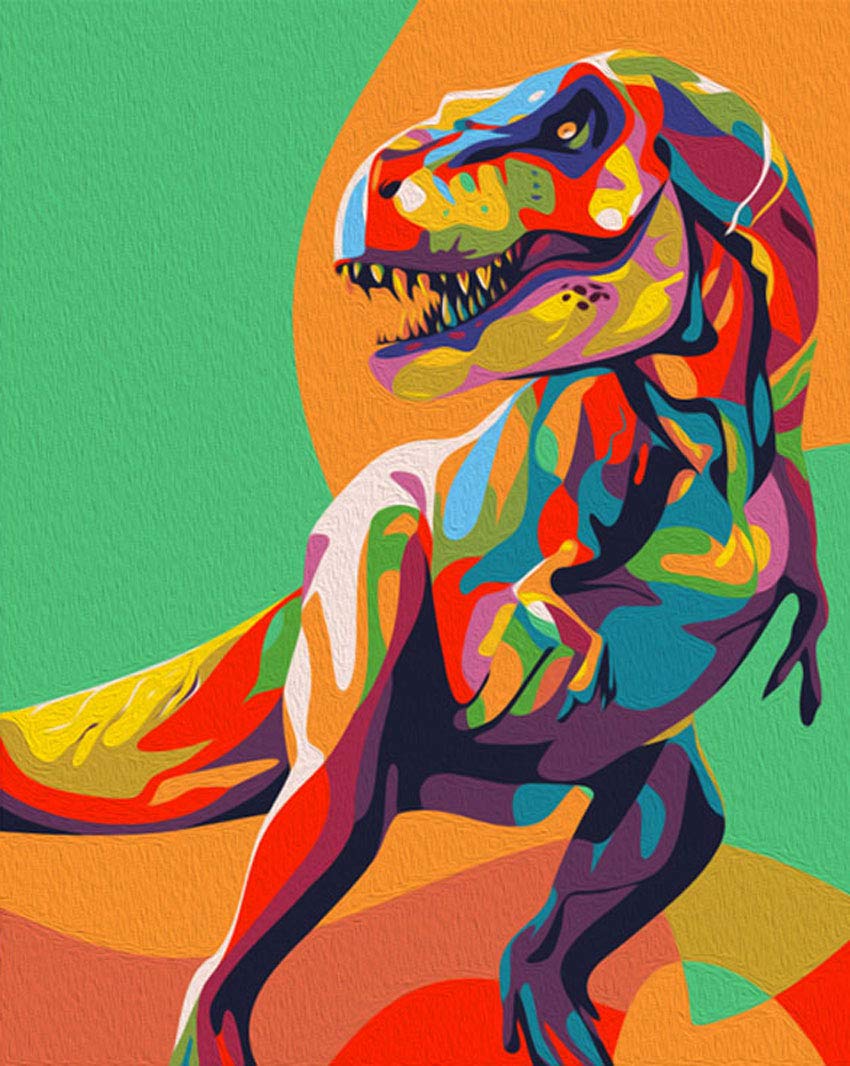Elftoyer dinosaurs paint by numbers canvas 16x20 ready for display