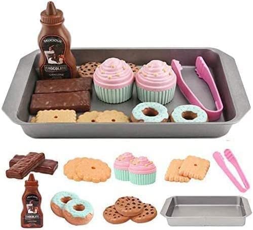 Elitoky Cookie Play Food Set: donuts and cupcakes on a tray for pretend play