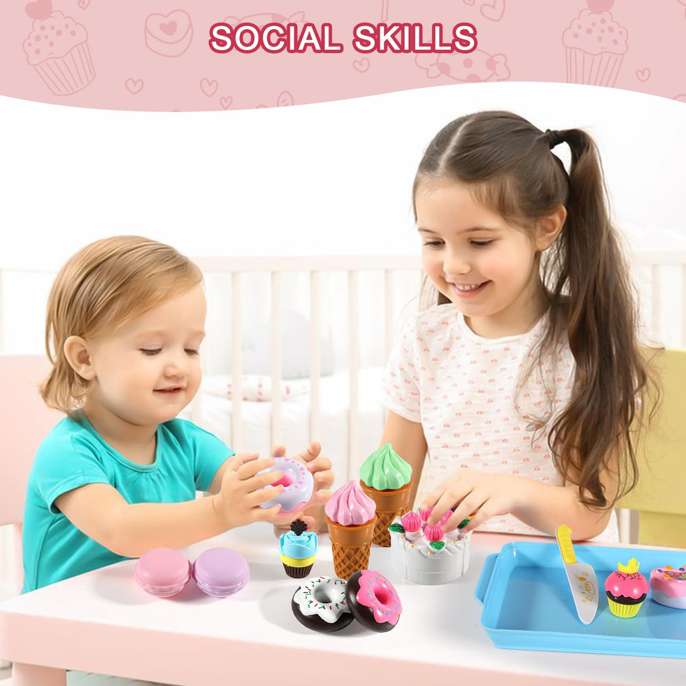 Elitoky Play Desserts custard tart centerpiece encourages storytelling and pretend baking.