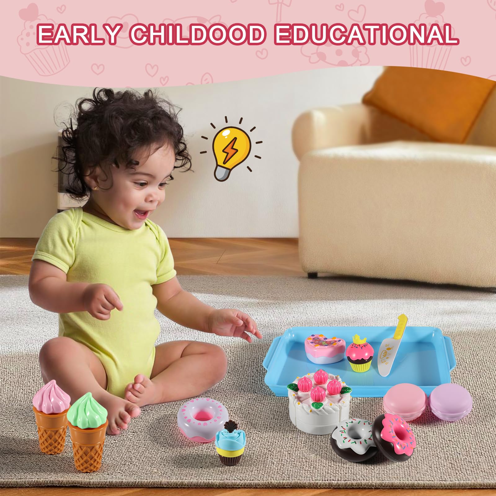 Elitoky Play Desserts ice cream tray supports cooperative play and sharing.