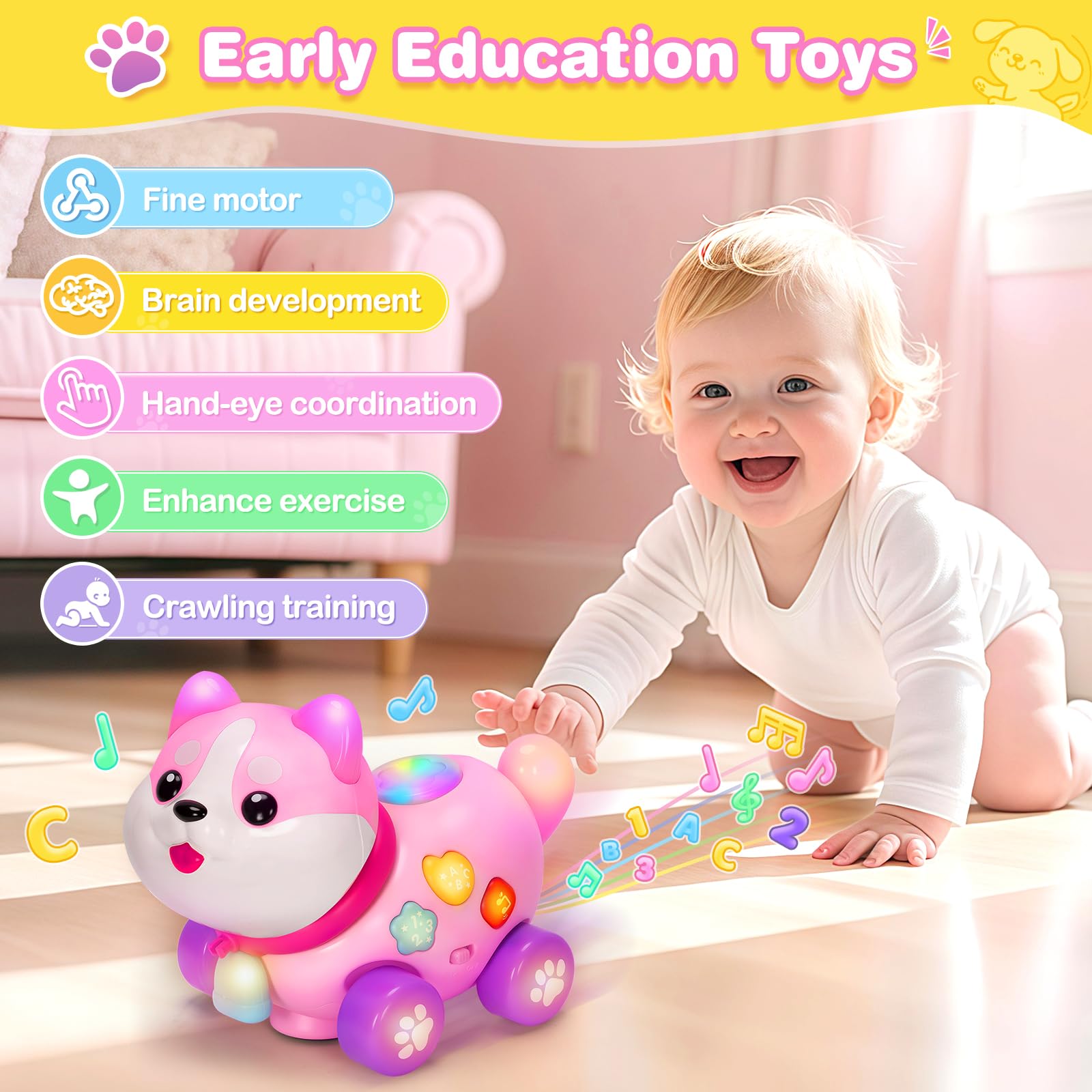 Ellinjan bilingual learning toy buttons teach ABCs and numbers