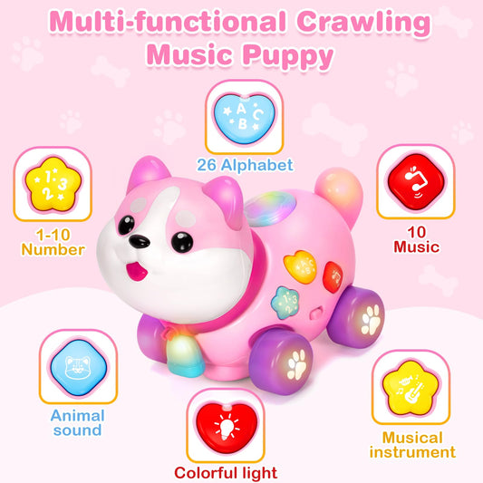 Ellinjan crawling puppy with wheels encourages crawling and exploration