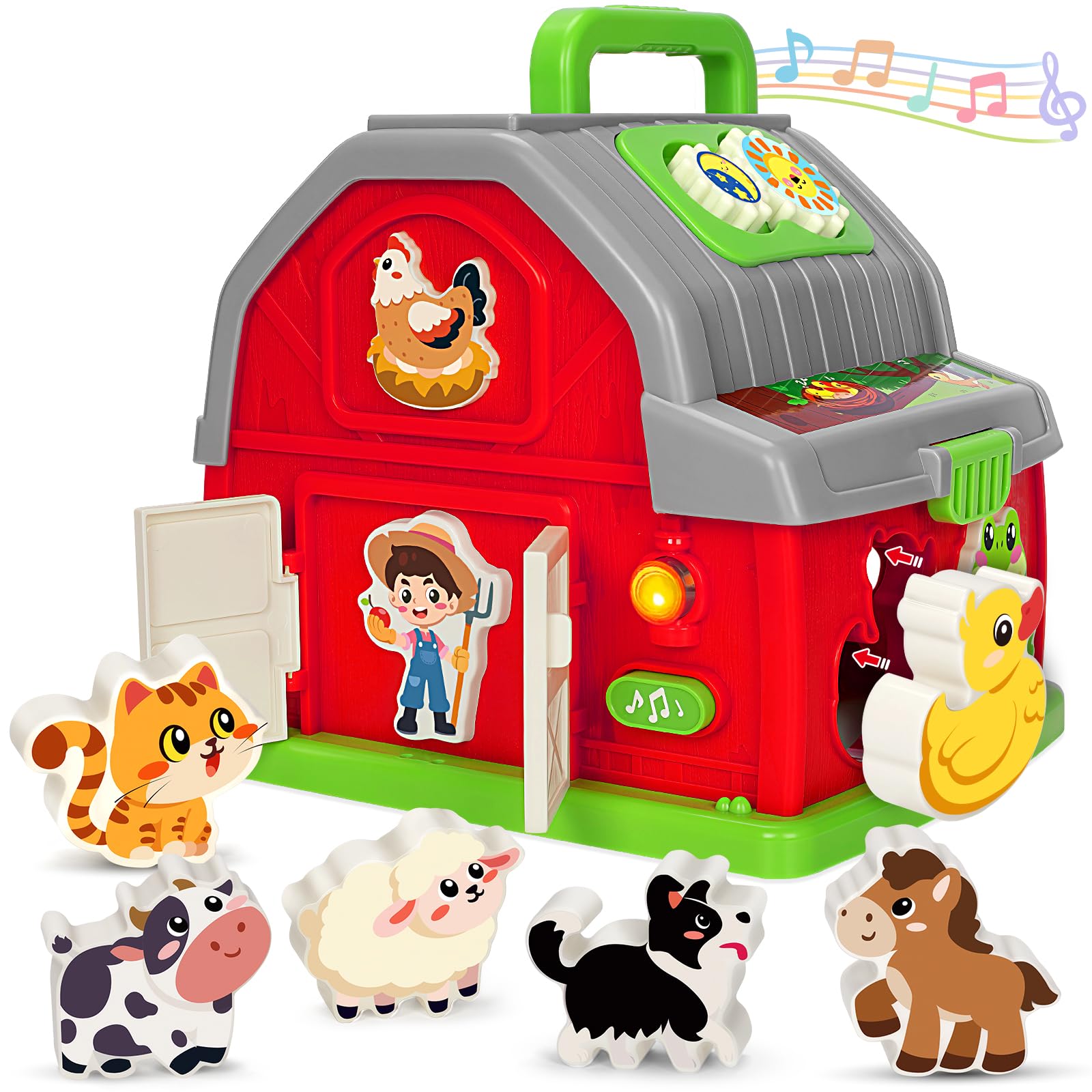 Ellinjan farm barn with light and sound for interactive toddler play and learning.