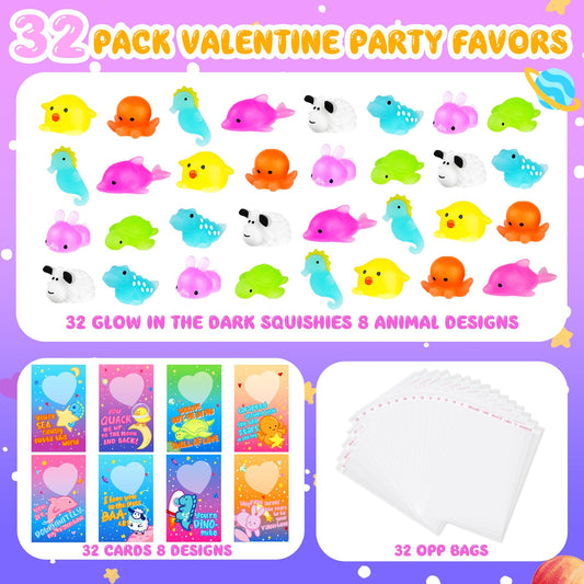 Ellinjan glow-in-the-dark squishy toys in eight designs for party favors