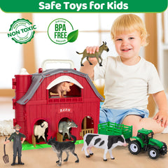 Ellinjan green tractor toy enhances cooperative play for two to three kids.