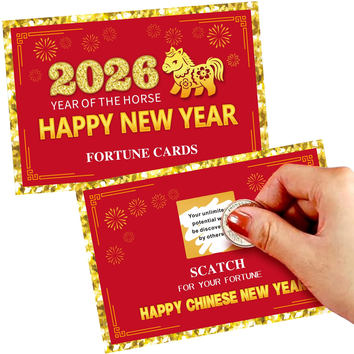 Ellzk 30-count scratch-off fortune cards for festive Chinese New Year celebrations, ideal as guest favors.