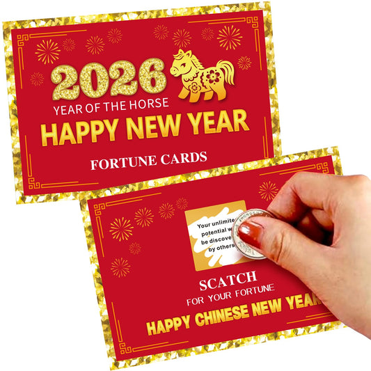 Ellzk 30-count scratch-off fortune cards for festive Chinese New Year celebrations, ideal as guest favors.