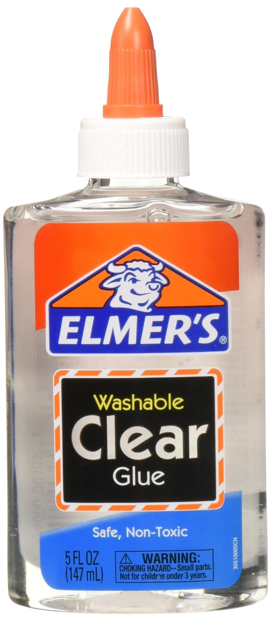 Elmer's Clear Glue bottle close-up for arts and crafts projects