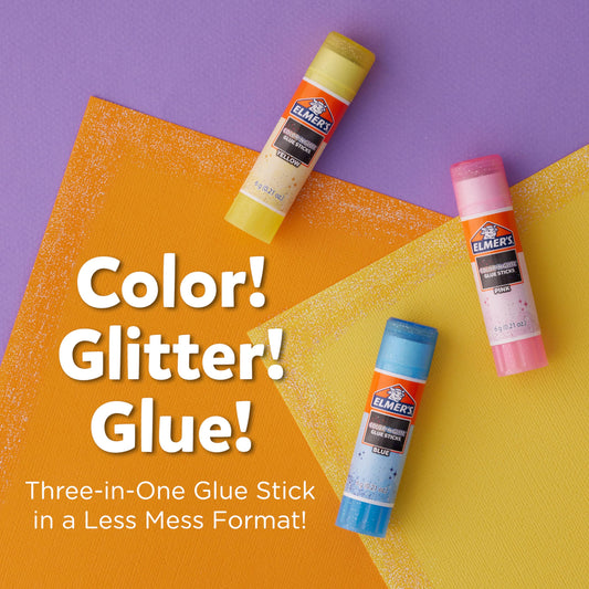 Disappearing Purple Elmer’s Color 'n Glitz sticks dry clear for precise placement