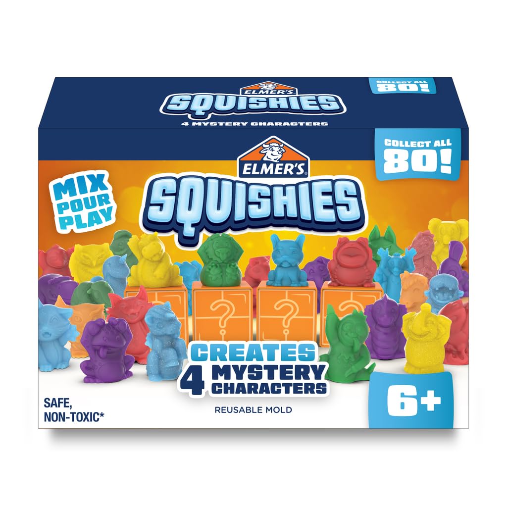 Elmer's Squishies kit contents with tools for safe at-home DIY creative play.