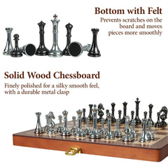 ELONGDI 12-inch wooden folding chess board with natural grain for stylish home games.