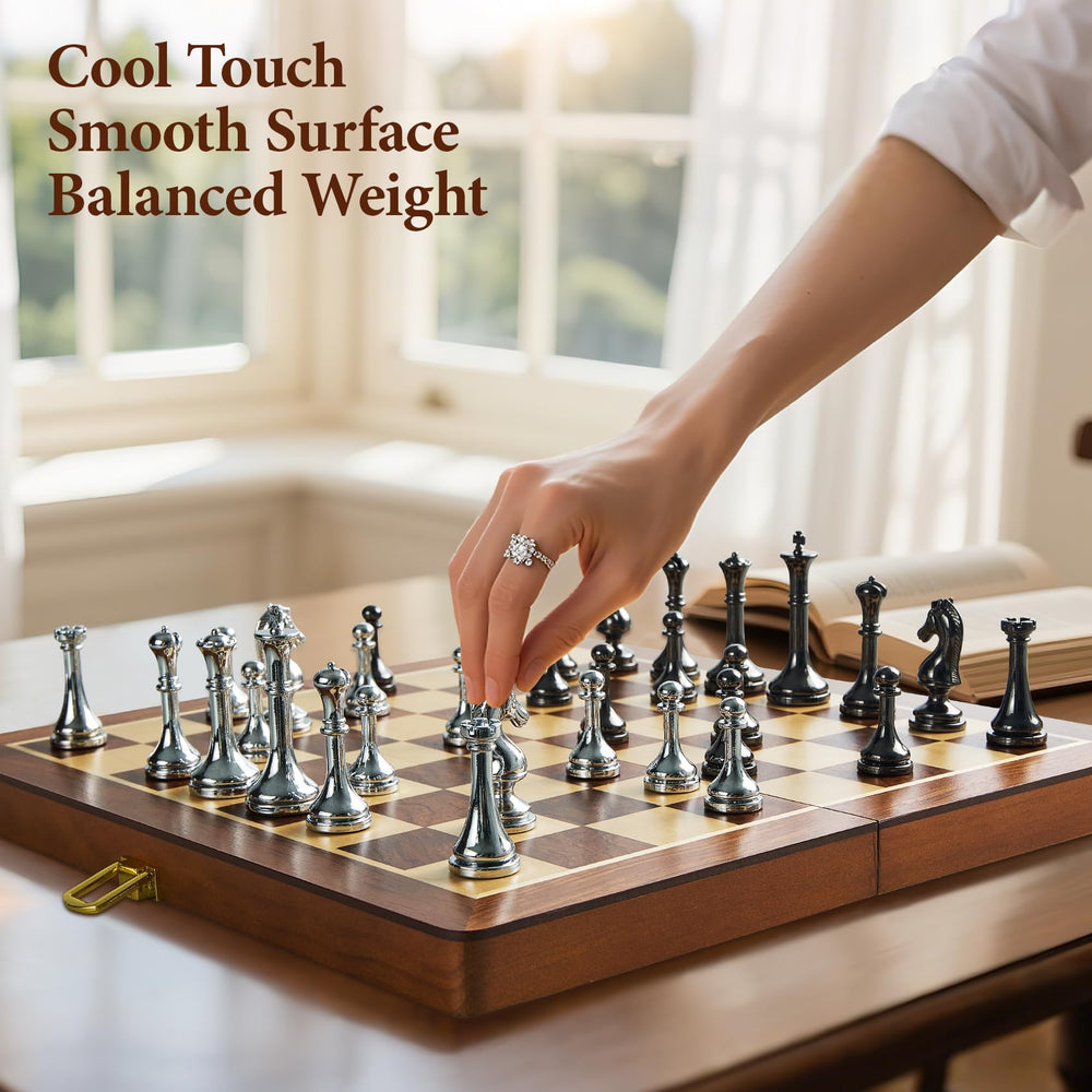 ELONGDI folding chess set internal slot storage keeps pieces organized and secure.