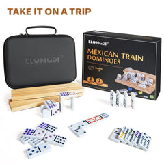 ELONGDI Mexican Train dominoes set instruction guide for simple setup and play