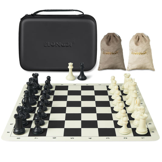 ELONGDI Tournament Chess Set king piece on a weighted 4-inch Staunton for steady gameplay