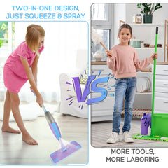 Eloslos Kids Spray Mop rotating-head design helps kids reach corners