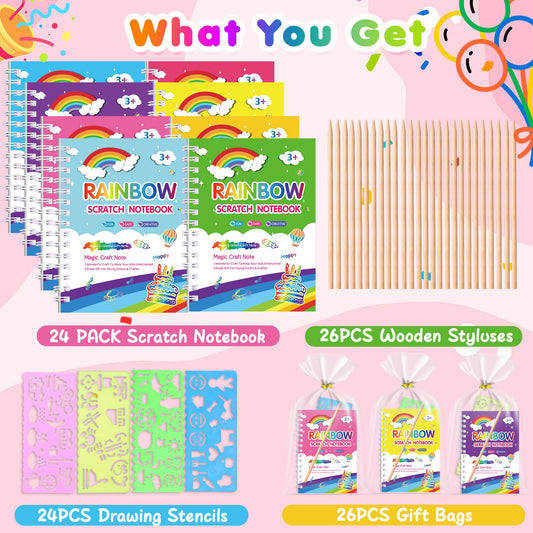 Elover wooden stylus set reveals rainbow colors on scratch art pages