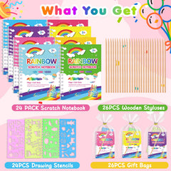 Elover wooden stylus set reveals rainbow colors on scratch art pages