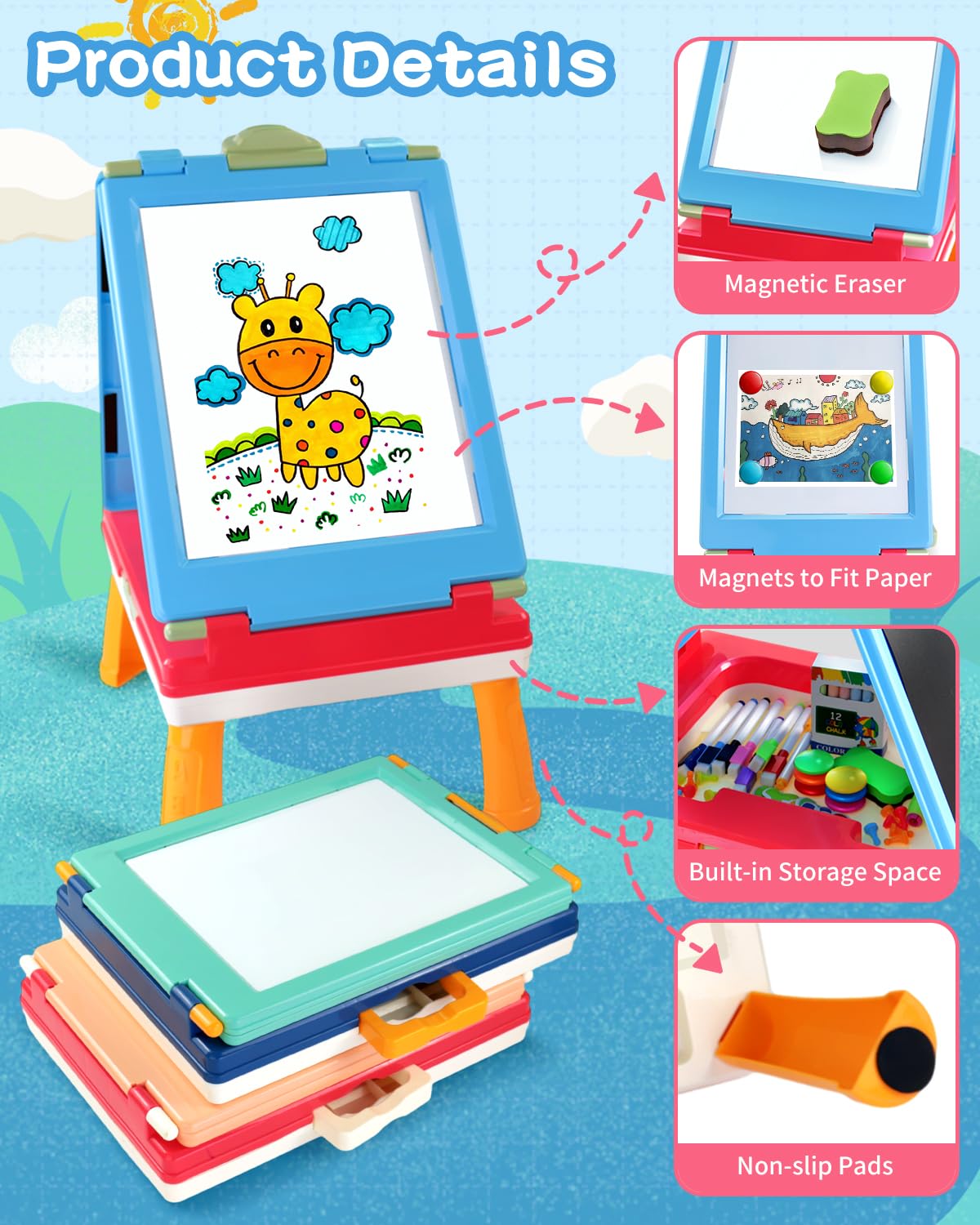 Foldable design with built-in handle makes it easy to carry and store