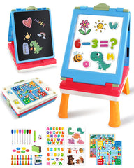 Elovien Easel for Kids 4-in-1 dual-sided setup promotes shared creative play