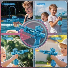 ELPSCGROO blue-black water gun ideal for kids and adults at the beach.