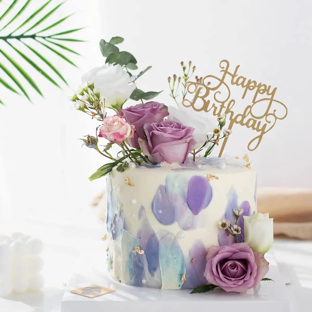 Elwish Gold Square Cake Topper offers modern geometry for stylish celebration desserts