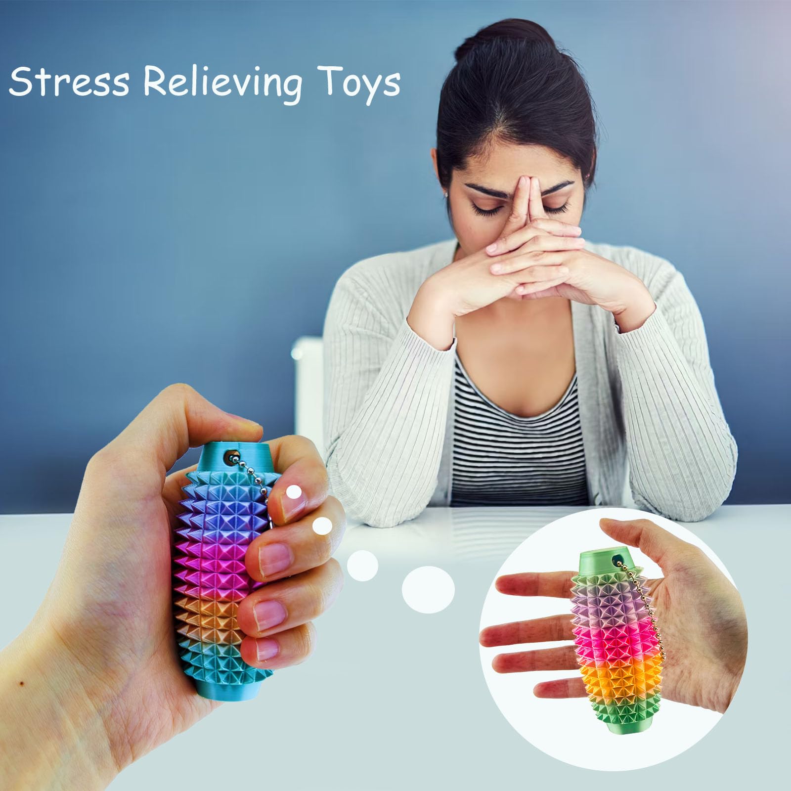 emeqzoa Spiked grid stim-keychain offers portable anxiety relief.