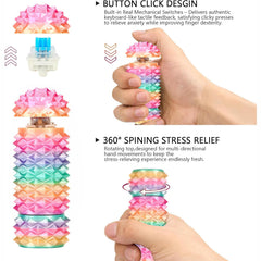 emeqzoa spiky grippie stim toy with keychain for portable sensory relief.