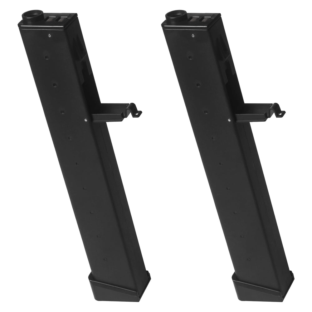 EMERBU ARP9 gel splat blaster magazine holds about 150 rounds for extended play.
