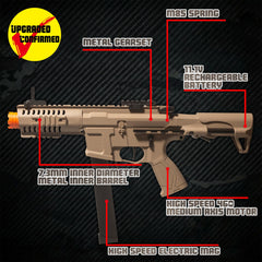 EMERBU ARP9 gel splatter blaster tan side view showing compact handling